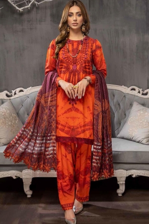 Charizma Embroidered Viscose Silk Suits Unstitched 3 Piece CRZ21VW CVS-08 Rich Rust - Winter Collection