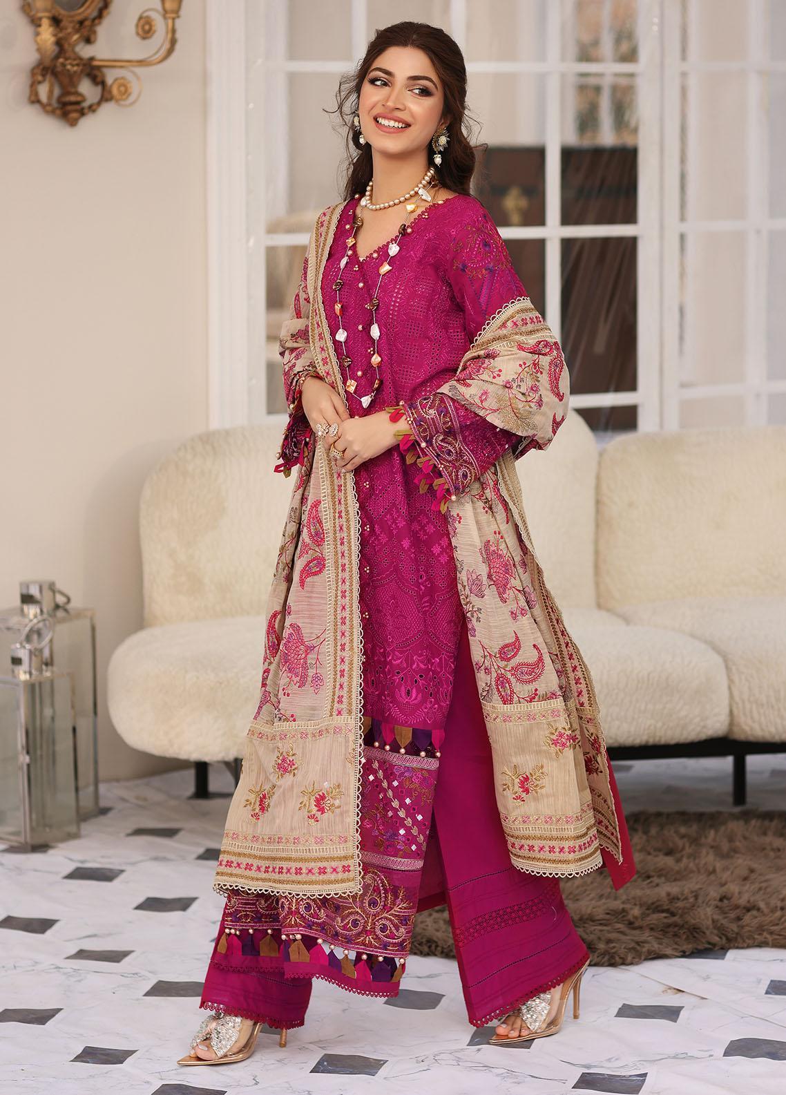 Elaf Festive Chikankari Collection ELC 11 Hot Pink NKH GROUP