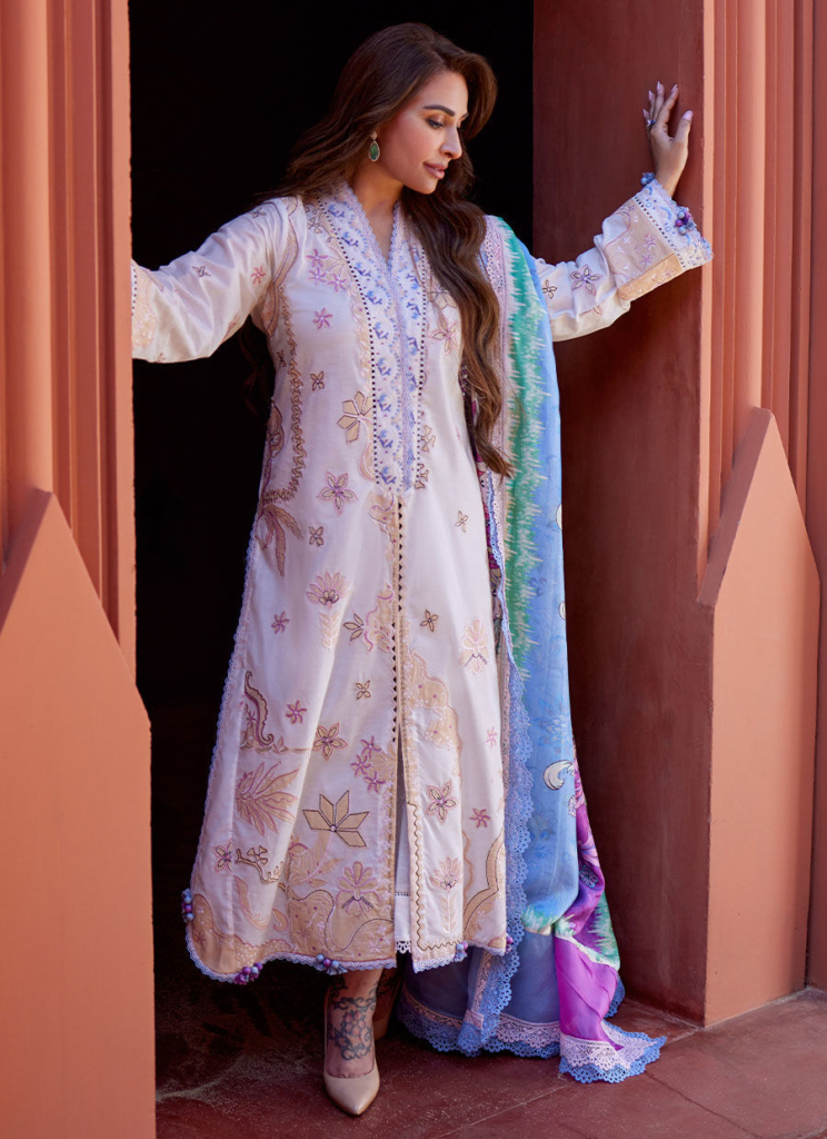 Suay by Farah Talib Embroidered Lawn Suits Unstitched 3 Piece FTA24LU FTA 01 Ilaria Black - Luxury Collection