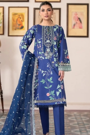 Baroque - Xenia Formals Embroidered Lawn Suit Unstitched 3 Piece ZE24S 06- Montauk - Summer Collection