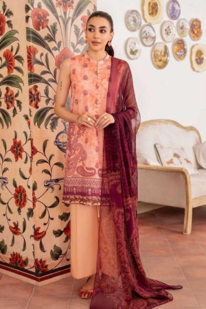 Cross Stitch Embroidered Lawn Suits Unstitched 3 Piece CS23EL 24 Vibrant Fleck - Eid Collection-
