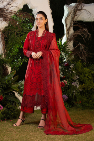 Sobia Nazir Luxury Embroidered Lawn Suit Unstitched 3 Piece SN25LL D-3A - Summer Collection