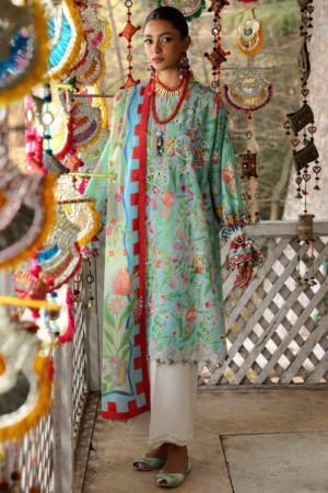 Zaha By Khadijah Shah Embroidered Lawn Suits Unstitched 3 Piece ZL25NL D-08 B Zaraah - Summer Collection