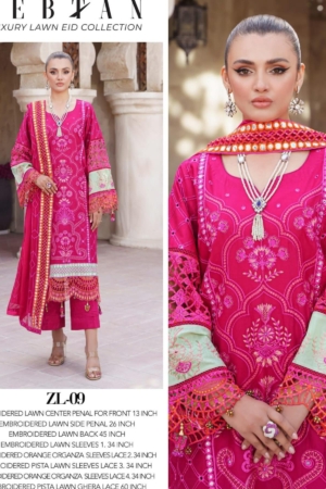 Zebtan - Zeenat Luxury Lawn Embroidered Collection - ZL-09