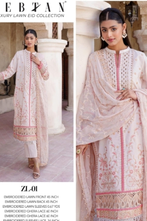 Zebtan - Zeenat Luxury Lawn Embroidered Collection - ZL-01