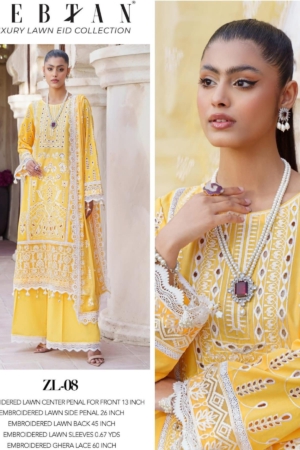 Zebtan - Zeenat Luxury Lawn Embroidered Collection - ZL-08