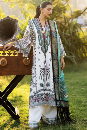 Sadaf Fawad Khan Embroidered Lawn Suits Unstitched 3 Piece SDF25S D-2B Palm Island - Summer Collection