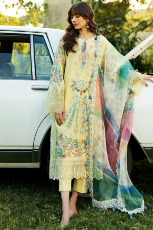 Sadaf Fawad Khan Embroidered Lawn Suits Unstitched 3 Piece SDF25S D-3B Mid Summer Evening - Summer Collection