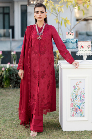 Qalamkar Chikankari Lawn Suit Unstitched 3 Piece QLM25CE CS-02 Lera - Summer Collection