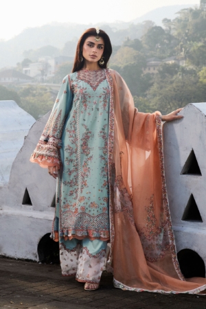 Hussain Rehar Embroidered Lawn Suit Unstitched 3 Piece HRR25LL D-12 Malibu - Summer Collection