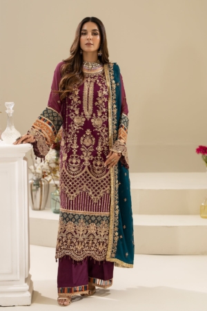 Imrozia - Nisha Premium Embroidered Chiffon 3 Piece Suit - M-84 Zehak