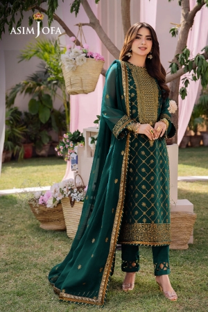 Asim Jofa Dhanak-Rang Embroidered Chiffon Suits Unstitched 3 Piece AJ - AJCF-03