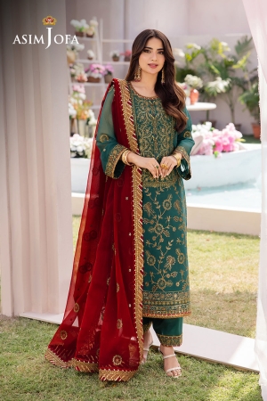 Asim Jofa Dhanak-Rang Embroidered Chiffon Suits Unstitched 3 Piece AJ - AJCF-11