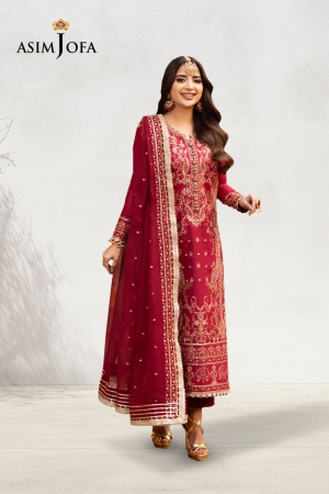 Asim Jofa Chamak-Damak Embroidered Twisted Silk Unstitched 3 Piece AJ - AJCD-25