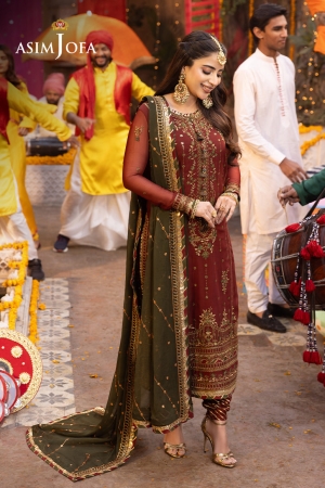 Asim Jofa Chamak-Damak Embroidered Chiffon Suits Unstitched 3 Piece AJ - AJCD-22
