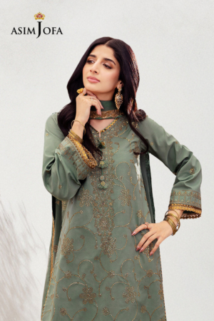 Asim Jofa Dhanak-Rang Embroidered Jumbo Silk Suits Unstitched 3 Piece AJ - AJCF-15