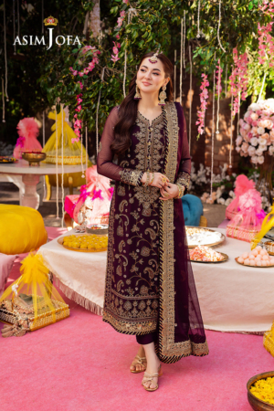 Asim Jofa Jag-Mag Embroidered Chiffon Suits Unstitched 3 Piece AJ - AJMJ-02