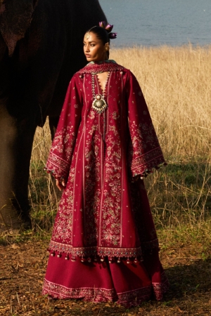 Hussain Rehar Embroidered Lawn Suit Unstitched 3 Piece HRR25LL D-09 Mahogany - Summer Collection