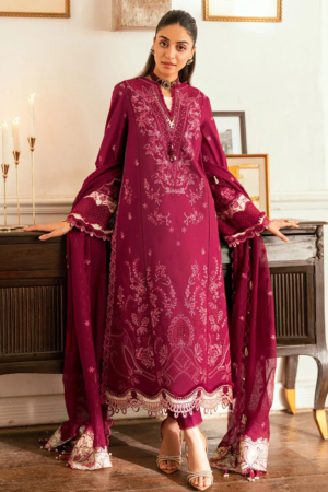 Qalamkar Embroidered Lawn Suits Unstitched 3 Piece QLM25LL SB-02 Sameen - Summer Collection