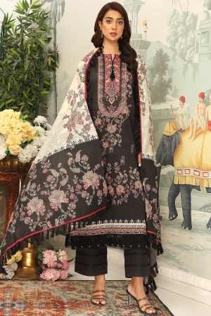 Mausummery Luxury Printed Lawn Unstitched 3 Piece Suit - Noir - MU25SSUL - Black - Summer Collection