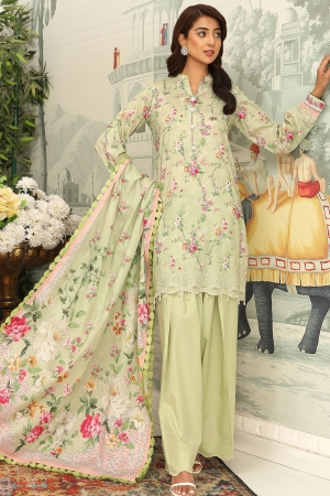 Mausummery Luxury Printed Lawn Unstitched 3 Piece Suit - Calla Lily - MU25SSUL - Green - Summer Collection