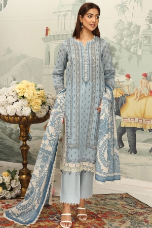Mausummery Luxury Printed Lawn Unstitched 3 Piece Suit - Iris - MU25SSUL - Blue - Summer Collection