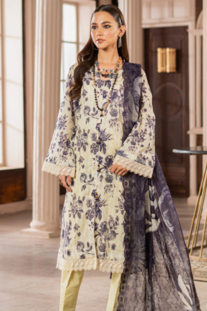 Al-Zohaib Sunshine Bloom Schiffli Embroidered Lawn Suits with Embroidered Chikankari Schiffli Dupatta Unstitched 3 Piece AZS25SB S-08- Summer Collection