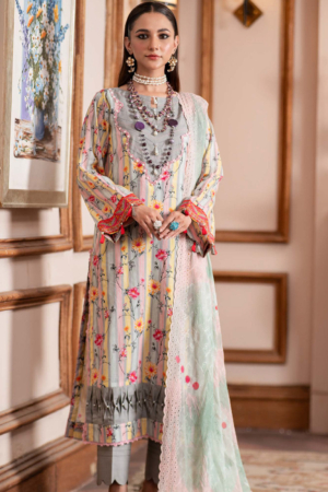 Al-Zohaib Sunshine Bloom Schiffli Embroidered Lawn Suits with Embroidered Chikankari Schiffli Dupatta Unstitched 3 Piece AZS25SB S-11- Summer Collection