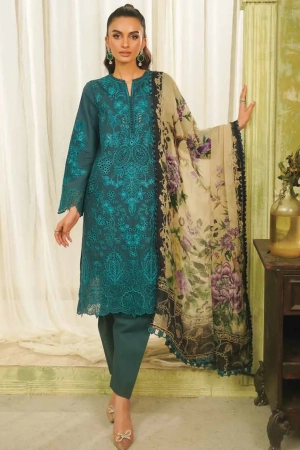 Tresor by Zarqash Embroidered Lawn Suit Unstitched 3 Piece ZRQ24T ZQT-0011 Dina - Luxury Collection