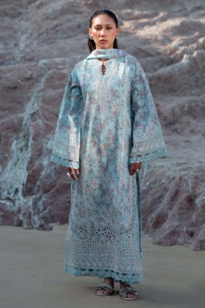 Summer Together by Afrozeh Embroidered Lawn Suits Unstitched 3 Piece AF25ST D-07 Aquamarine - Summer Collection
