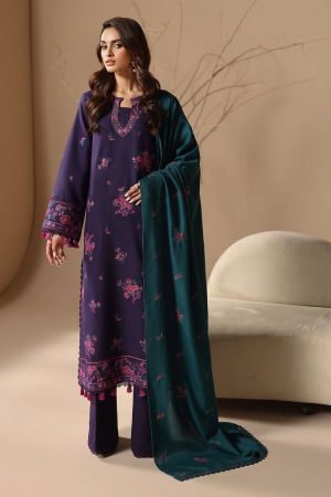 RajBari - Nissa Embroidered Khaddar Wool Shawl Unstitched 3 Piece RB25N D-06- Winter Collection