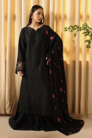 RajBari - Nissa Embroidered Khaddar Wool Shawl Unstitched 3 Piece RB25N D-10 - Winter Collection