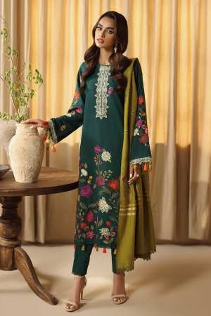 RajBari - Nissa Embroidered Karandi Wool Shawl Unstitched 3 Piece RB25N D-11 - Winter Collection