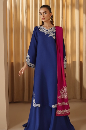 RajBari - Nissa Embroidered Karandi Wool Shawl Unstitched 3 Piece RB25N D-14- Winter Collection