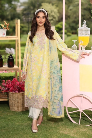 Lifestyle by Rang Rasiya Embroidered Lawn Suits Unstitched 3 Piece RR25V07SL D-14 Reena- Summer Collection