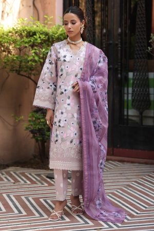Alizeh Luxury Lawn Embroidered 3PC Un-Stitched Suit - AF-EPL-7049-TIRANA