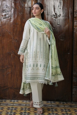 Sahar Monochrome Printed Lawn Suit Unstitched 3 Piece SHR24M S24-PL-V1-25 - Summer Collection