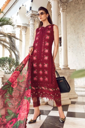 Maria B Embroidered Suits 3 Piece Unstitched Embroidered Lawn Suit | D-24-05