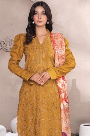 Dahlia Leather Peach Embroidered Suit Unstitched 3 Piece DPC25 -07 – Winter Collection