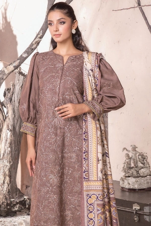 Dahlia Leather Peach Embroidered Suit Unstitched 3 Piece DPC25 -08 – Winter Collection