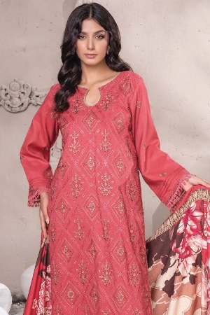 Dahlia Leather Peach Embroidered Suit Unstitched 3 Piece DPC25 -09 - Winter Collection