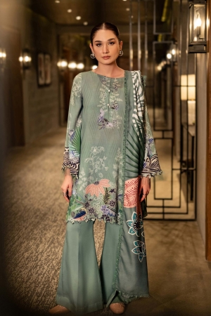 M Basics by Maria B Printed Linen Suits Unstitched 3 Piece MB24MB D-12 B - Winter Collection
