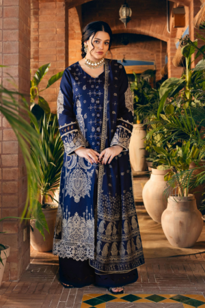 Manara Embroidered Twill linen Suit Unstitched 3 Piece MNA24LW LW-08 Aari - Winter Collection