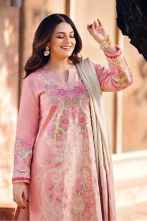 Manara Embroidered Twill linen Suit Unstitched 3 Piece MNA24LW LW-05 Guluna - Winter Collection