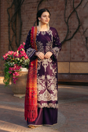Manara Embroidered Twill linen Suit Unstitched 3 Piece MNA24LW LW-06 Kalamkar - Winter Collection