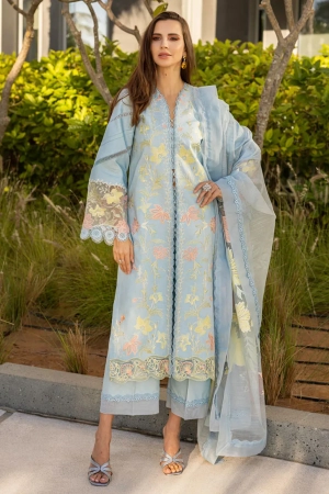 Carnation by Rang Rasiya Embroidered Lawn Suits Unstitched 3 Piece RR25CS D-05 Ocean - Summer Collection