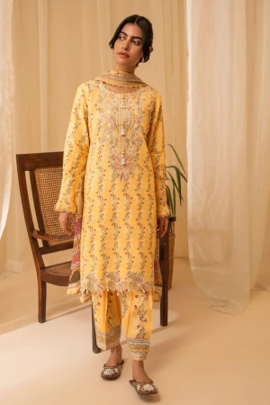 Izabel by Aabyaan Embroidered Linen Suit Unstitched 3 Piece AZ-07 Alara - Winter Collection