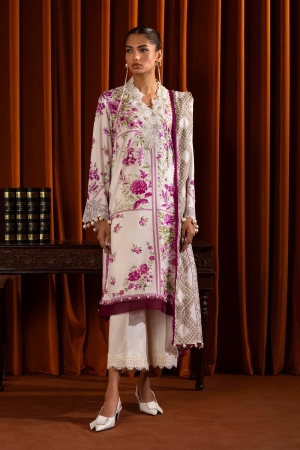 Sana Safinaz Embroidered Linen Suits Unstitched 3 Piece M243-024A-3CQ - Luxury Winter Collection