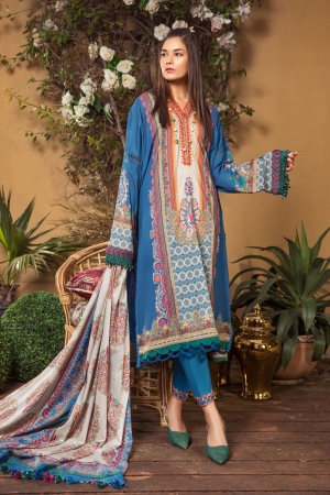 MPrints by Maria B Embroidered Lawn Suits Unstitched 3 Piece MPT-1302-B - Summer Collection