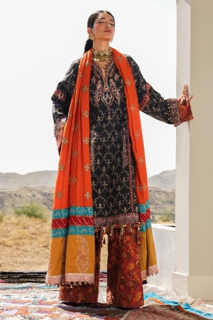 Sana Safinaz Embroidered Slub Suits Unstitched 3 Piece S231-004A-CP - Luxury Winter Collection